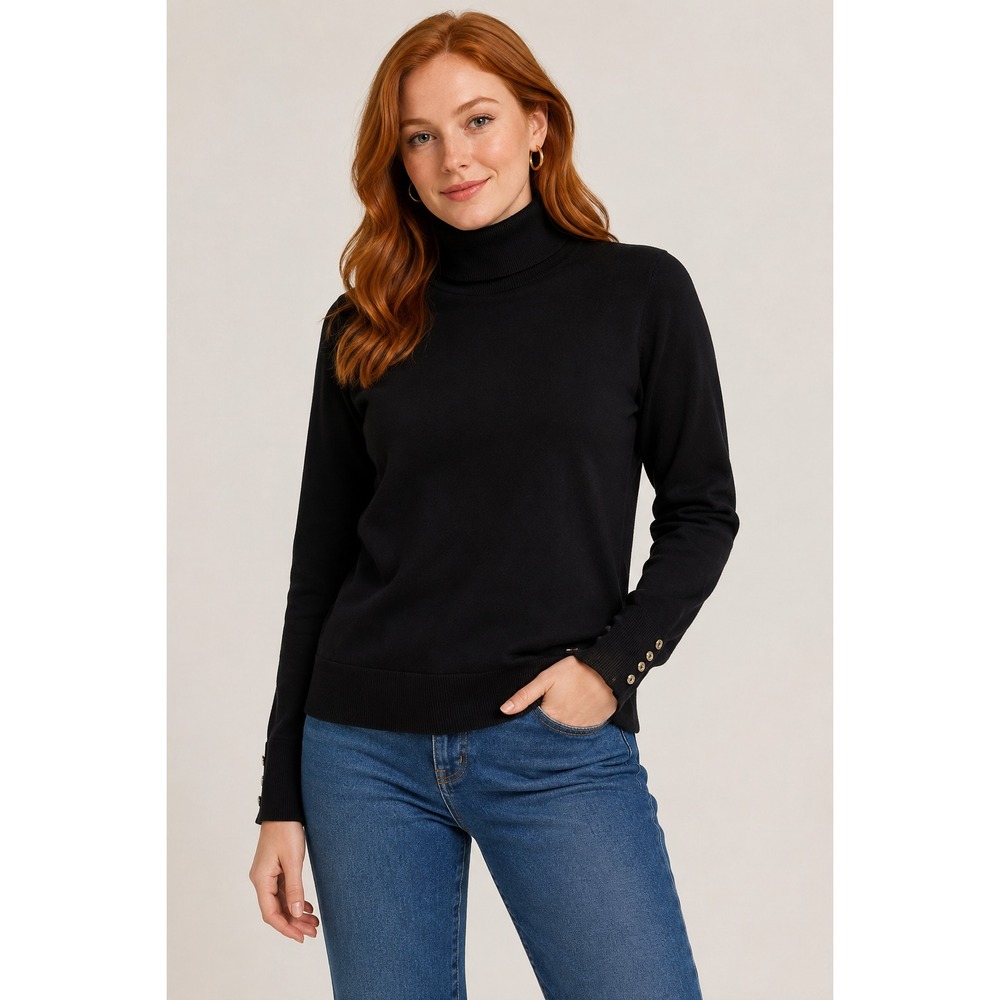Tommy Hilfiger Turtleneck Women's Sweater Black Cotton/Nylon M